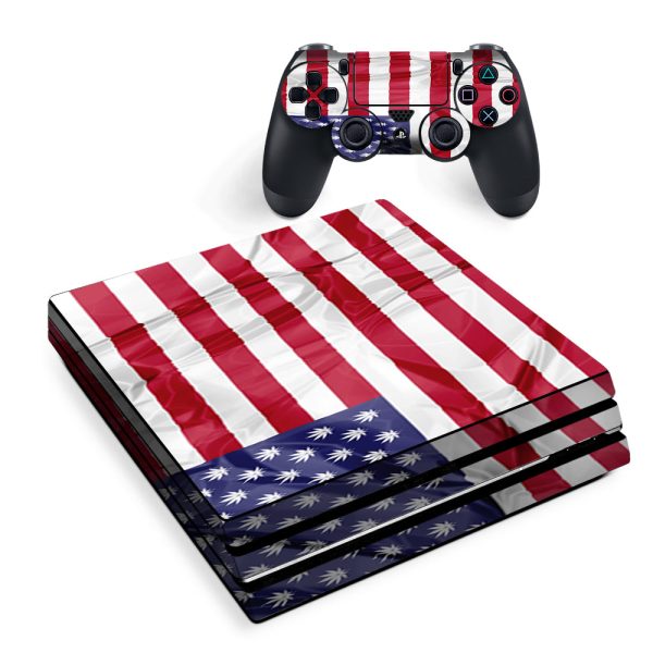American Flag Pot Leaf Stars Marijuana Sony PS4 Pro Skin Sale