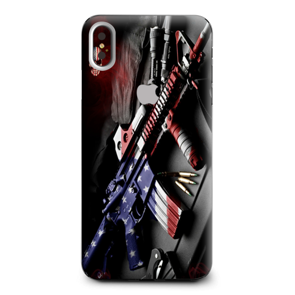 Military Rifle America Flag Apple iPhone XS Max Skin For Discount