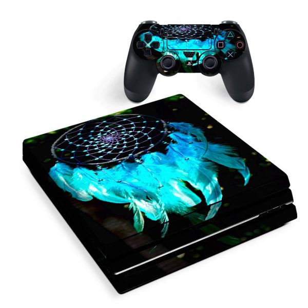 Skin Decal Vinyl Wrap For Playstation Ps4 Pro Console & Controller Stickers Skins Cover  Dream Catcher Dreamcatcher Blue Feathers Sony PS4 Pro Skin Online