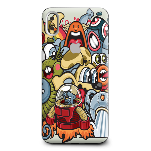 Aliens Cartoon Collage Sticker Apple iPhone XS Max Skin on Sale
