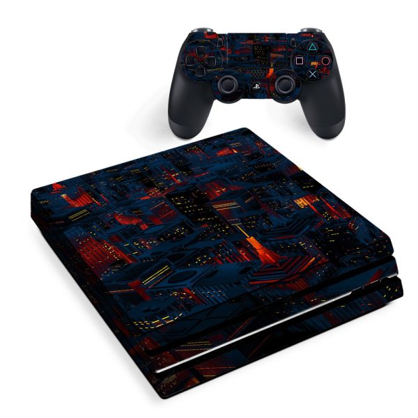 Skin Decal Vinyl Wrap For Playstation Ps4 Pro Console & Controller Stickers Skins Cover  City Glow At Night Skyline View Sony PS4 Pro Skin Sale