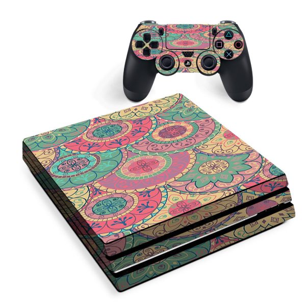 Skin Decal Vinyl Wrap For Playstation Ps4 Pro Console & Controller Stickers Skins Cover  Circle Mandala Design Pattern Sony PS4 Pro Skin Discount