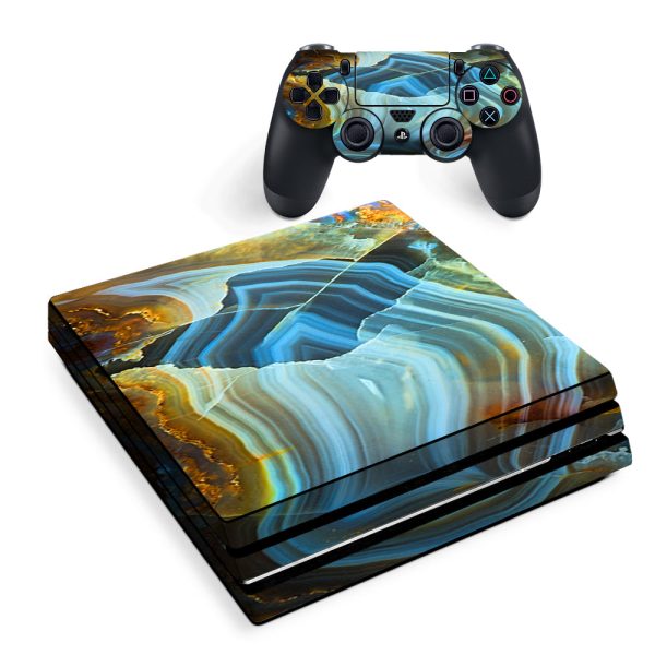 Beautiful Geode Precious Stone Blue Brown Sony PS4 Pro Skin For Cheap