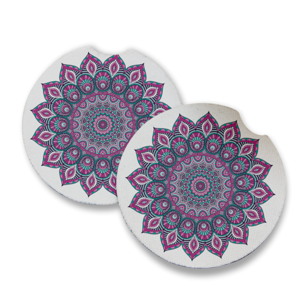 Purple Teal Mandala | Car Coaster For Sale