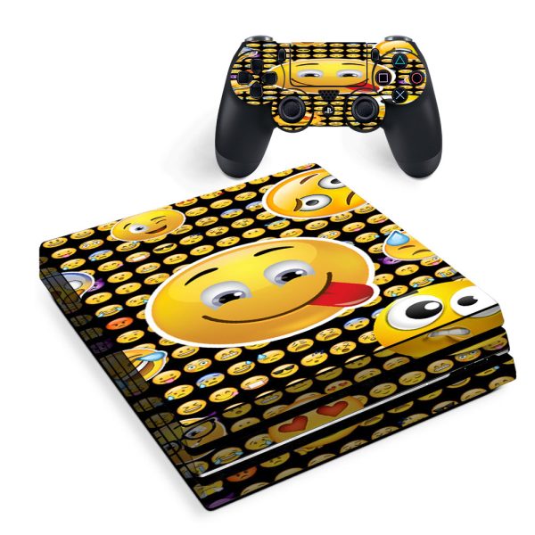 Skin Decal Vinyl Wrap For Playstation Ps4 Pro Console & Controller Stickers Skins Cover  Silly Emojis Sony PS4 Pro Skin on Sale