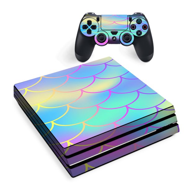 Pastel Colorful Mermaid Scales Sony PS4 Pro Skin Online Sale