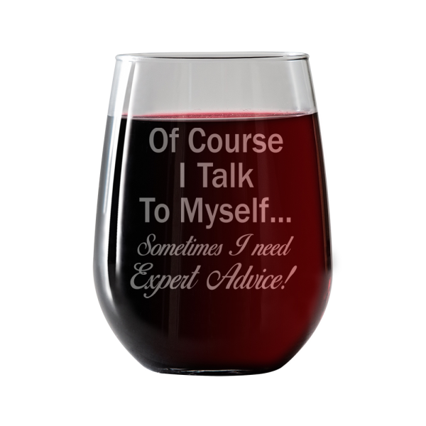 Of Course I talk to myself, Sometimes I need expert advice Stemless Wine Glass Discount
