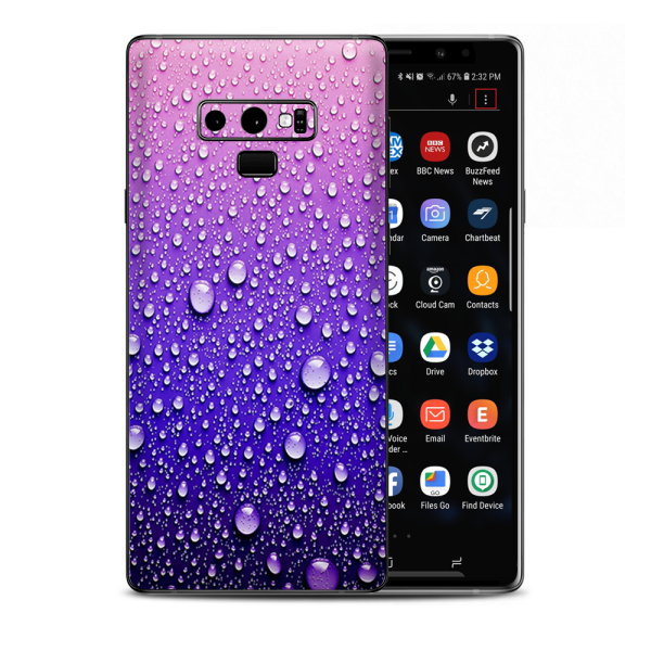 Waterdrops On Purple Samsung Galaxy Note 9 Skin For Discount