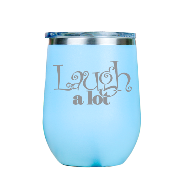 Laugh a lot  - Blue Stainless Steel Stemless Wine Glass Online Sale
