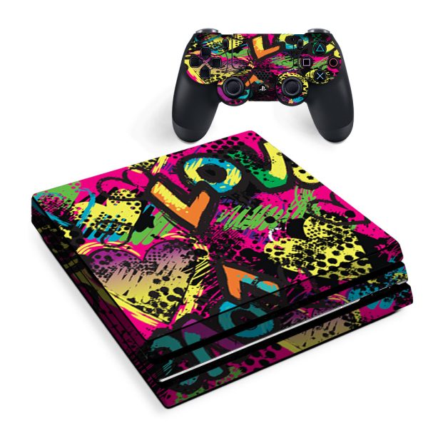 80 S Love Pop Art Neon Sony PS4 Pro Skin For Sale