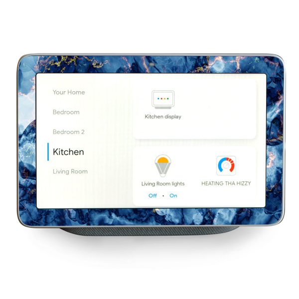 Heavy Blue Gold Marble Granite  Google Home Hub Skin Online Hot Sale