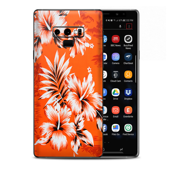 Orange Tropical Hibiscus Flowers Samsung Galaxy Note 9 Skin For Sale
