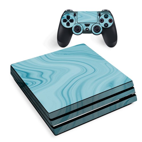 Teal Blue Ice Marble Swirl Glass Sony PS4 Pro Skin Online now