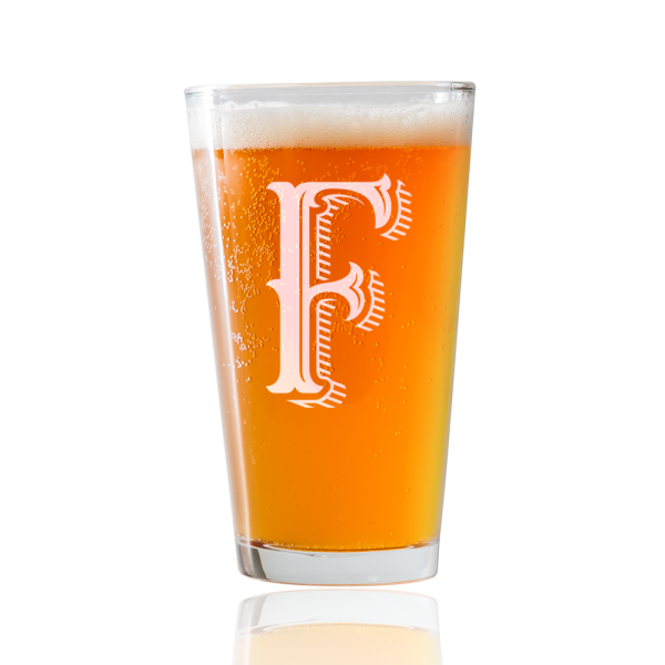 Monogram F  Beer Pint Glass Sale