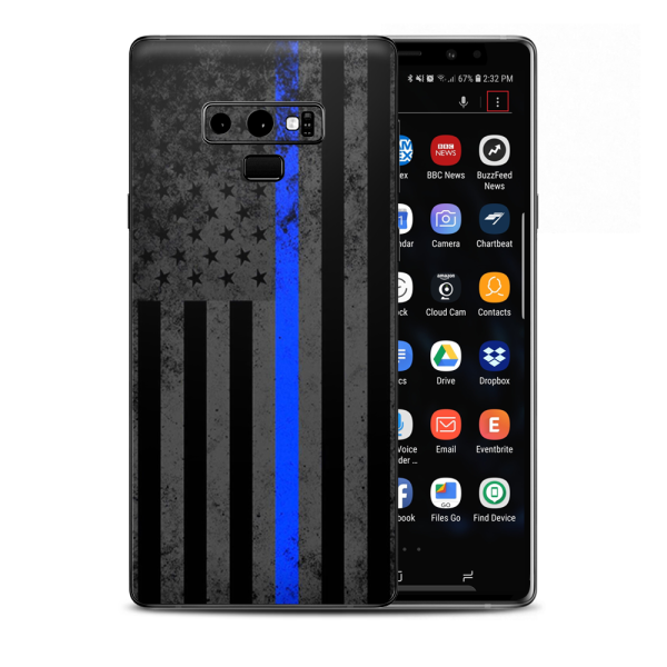 Thin Blue Line American Flag Distressed Samsung Galaxy Note 9 Skin For Cheap