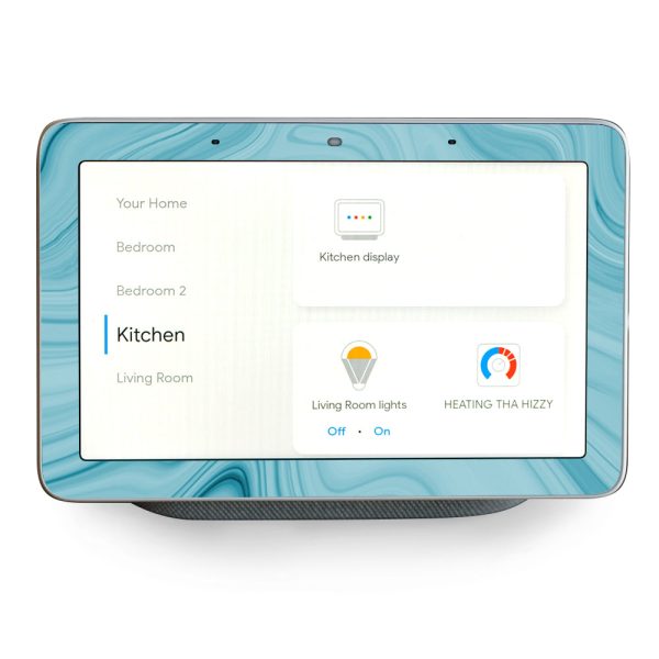 Teal Blue Ice Marble Swirl Glass Google Home Hub Skin Online now