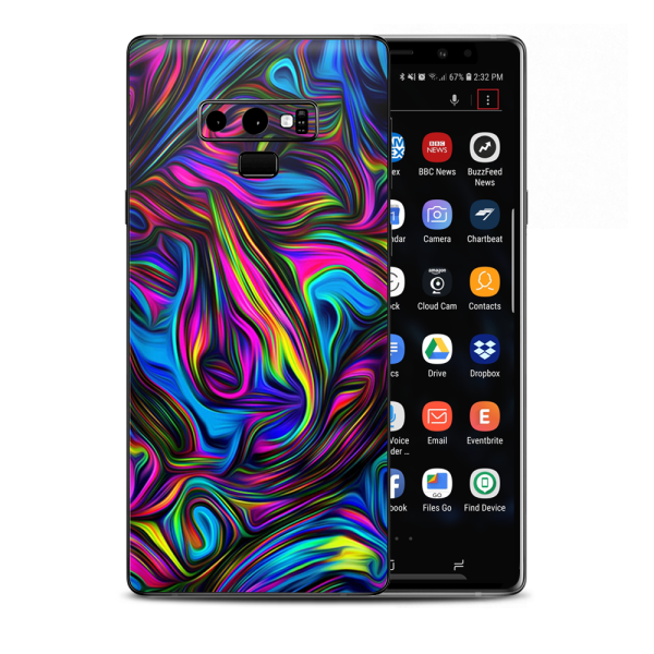 Neon Color Swirl Glass Samsung Galaxy Note 9 Skin For Sale