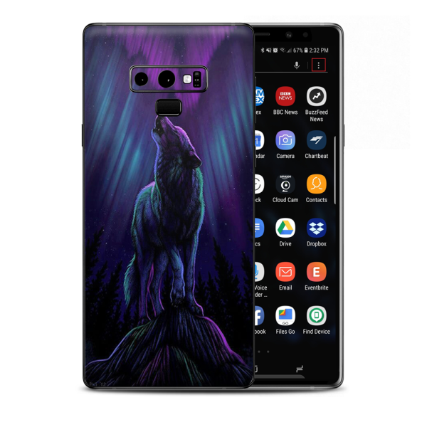 Wolf In Glowing Purple Background Samsung Galaxy Note 9 Skin Sale