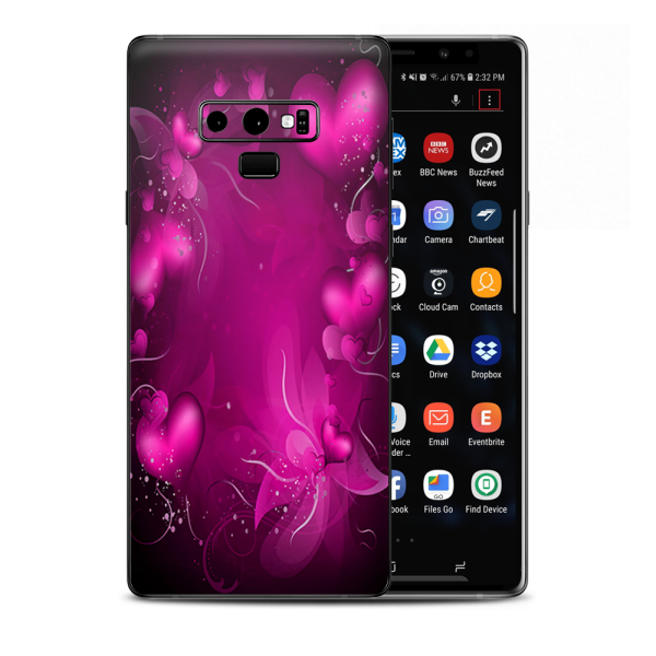 Pink Hearts Flowers Samsung Galaxy Note 9 Skin For Cheap