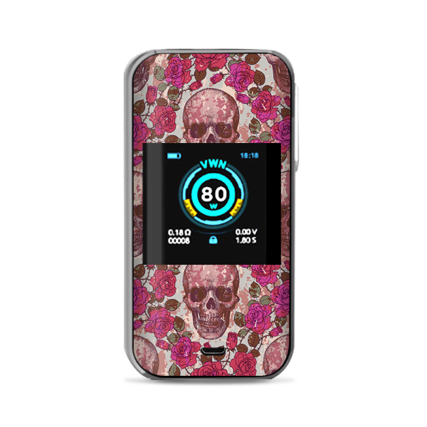 Pink Roses With Skulls Distressed Vaporesso Luxe Nano Kit Skin on Sale