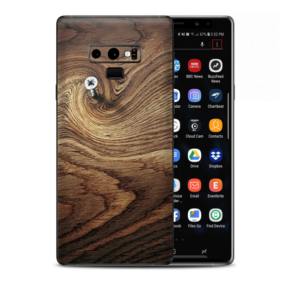 Dark Wood Knot Screw In Walnut Samsung Galaxy Note 9 Skin For Sale
