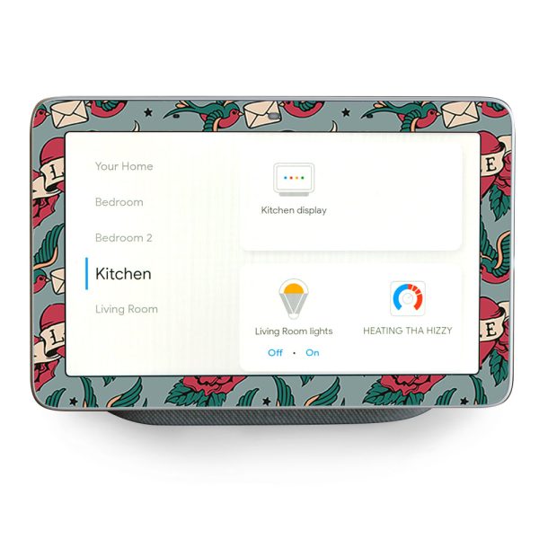 Love Heart Roses Birds Google Home Hub Skin Cheap
