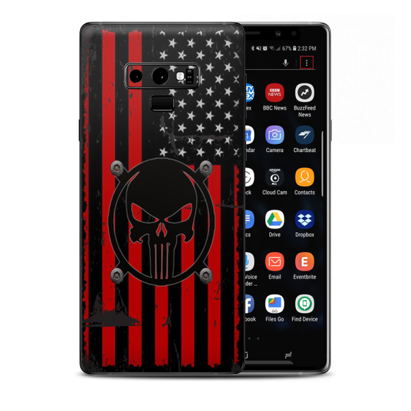 Red American Flag Black Punish Badge Samsung Galaxy Note 9 Skin Fashion
