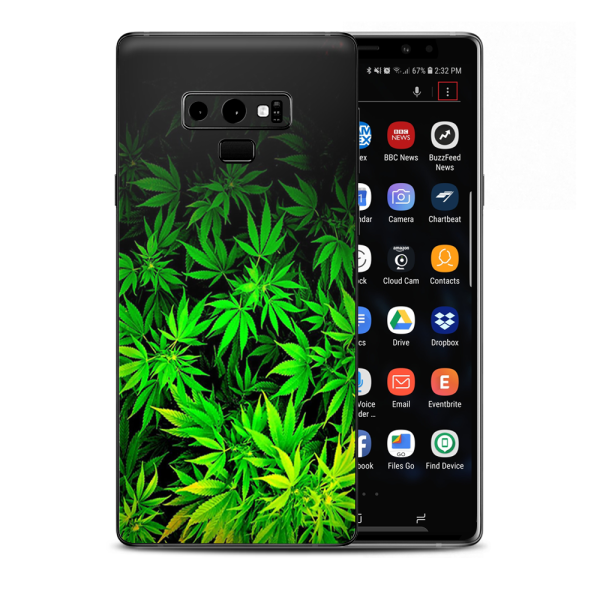 Weed Green Bud Marijuana Leaves Samsung Galaxy Note 9 Skin Hot on Sale