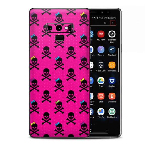 Girl Bow Skulls Feminine Pink Samsung Galaxy Note 9 Skin Fashion