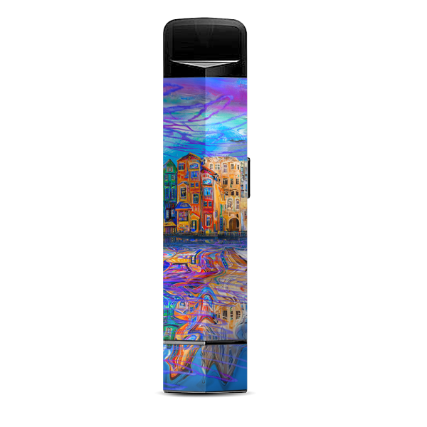 Colorful Oil Painting Water Reflection Town Homes Suorin Edge Pod System Skin Sale