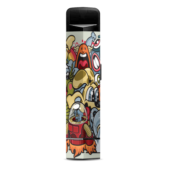 Aliens Cartoon Collage Sticker Suorin Edge Pod System Skin Supply
