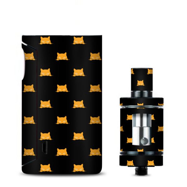 Sneaky Cat Kitten Pattern Gold On Black Vaporesso Drizzle Fit Skin Hot on Sale