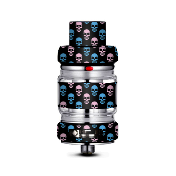 Pink Blue Skulls Black Background Freemax Mesh Pro Tank Skin For Cheap