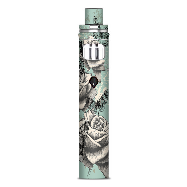 Butterflies Roses Teal Distressed Vintage Smok Nord AIO Stick Skin Online Hot Sale