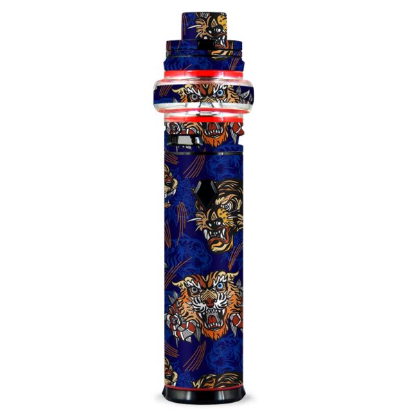 Tattoo Tigers Heads Roses Pattern Japanese Smok stick V9 Max Skin Online now