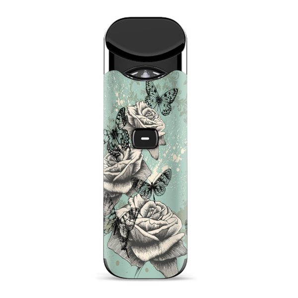Butterflies Roses Teal Distressed Vintage Smok Nord Skin For Discount