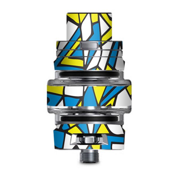 Stained Glass Abstract Blue Yellow Smok TFV8 Big Baby V2 Tank Skin Online Hot Sale