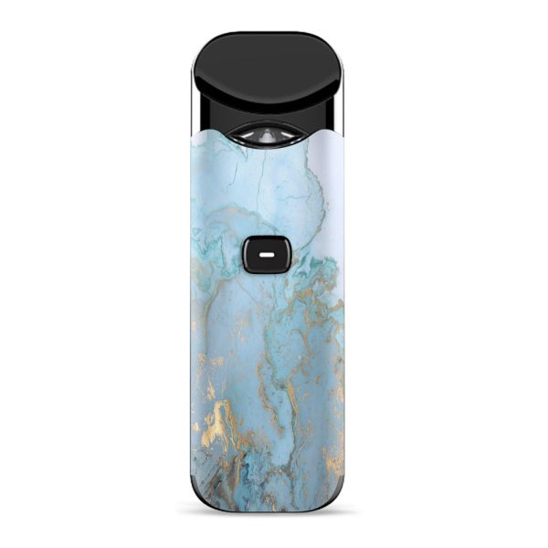 Teal Blue Gold White Marble Granite Smok Nord Skin Supply