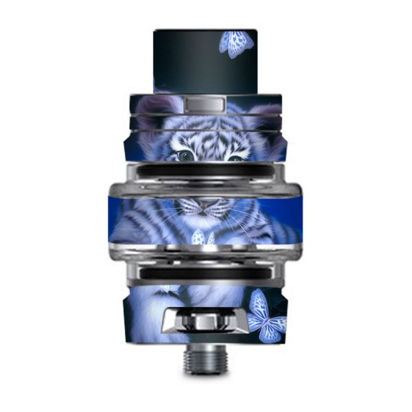 Cute White Tiger Cub Butterflies Smok TFV8 Big Baby V2 Tank Skin Cheap