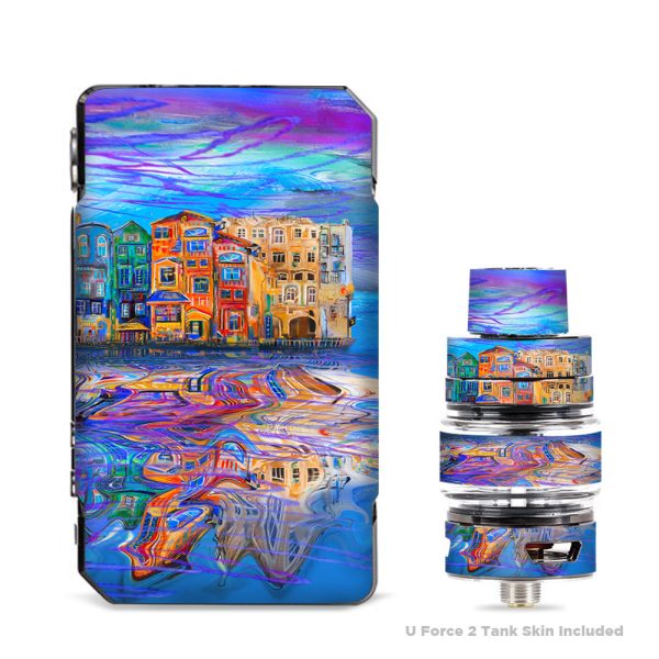 Colorful Oil Painting Water Reflection Town Homes VooPoo Drag Mini Skin Sale