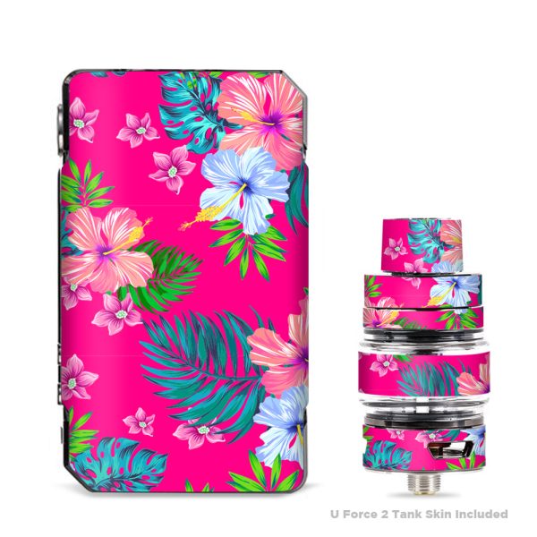 Pink Neon Hibiscus Flowers VooPoo Drag 2 Skin Online Hot Sale
