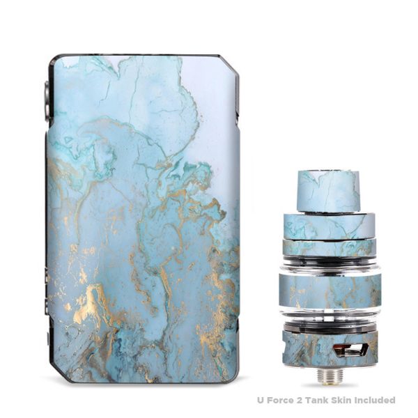 Teal Blue Gold White Marble Granite VooPoo Drag Mini Skin Online now