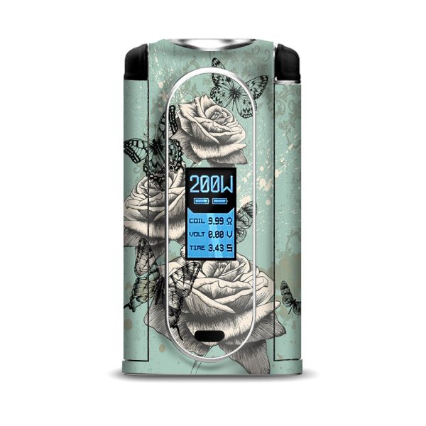 Butterflies Roses Teal Distressed Vintage VooPoo Vmate Skin Hot on Sale