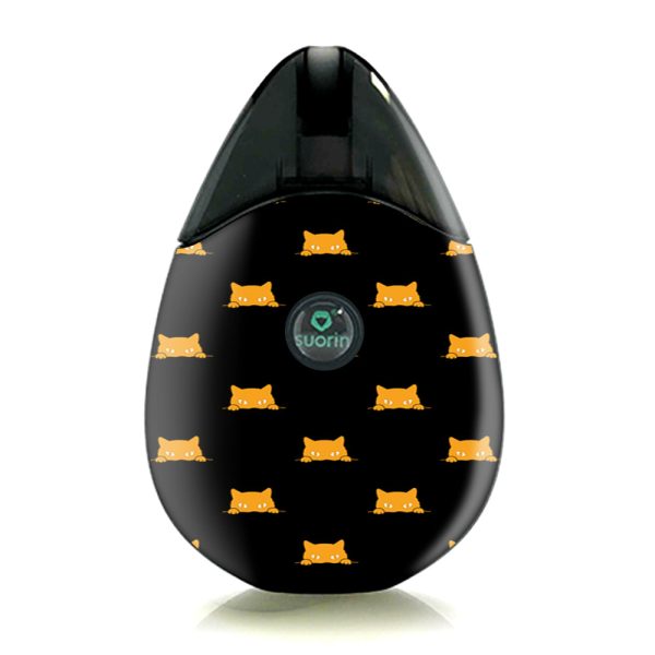 Sneaky Cat Kitten Pattern Gold On Black Suorin Drop Skin Discount