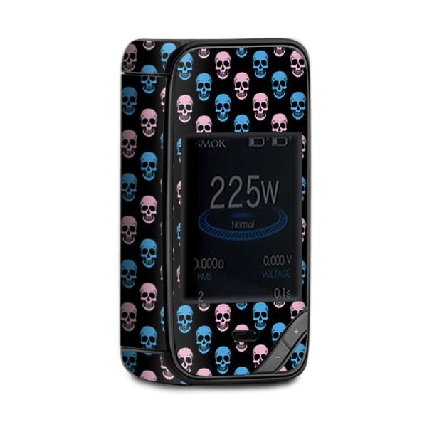 Pink Blue Skulls Black Background Smok X-Priv Skin Supply
