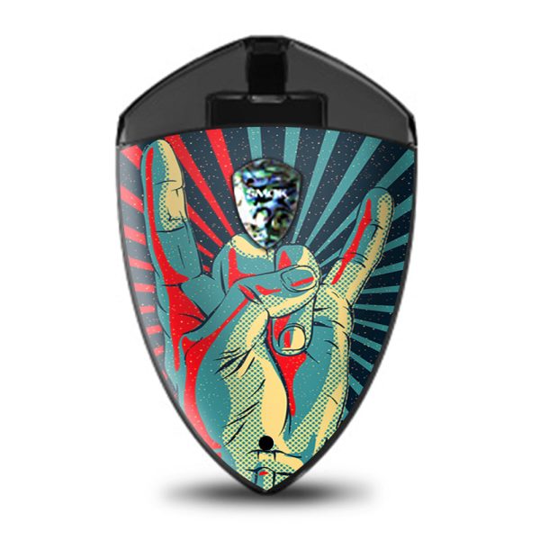 Vintage Duotone Rock Hand Sign Horns Smok Rolo Badge Skin Online now