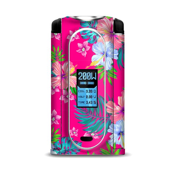 Pink Neon Hibiscus Flowers VooPoo Vmate Skin Supply