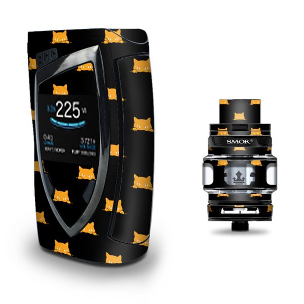 Sneaky Cat Kitten Pattern Gold On Black Smok Devilkin kit Skin Discount