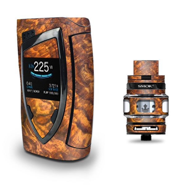 Orange Burnt Burl Wood Aged Smok Devilkin kit Skin Supply