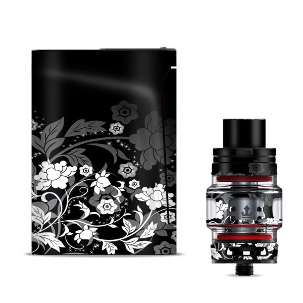 Black Floral Pattern Smok V-fin Skin Sale